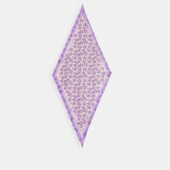 NEW Coach Purple Floral Silk Diamond Scarf 38x16 Luxury Accessory NWT - Picture 3 of 4